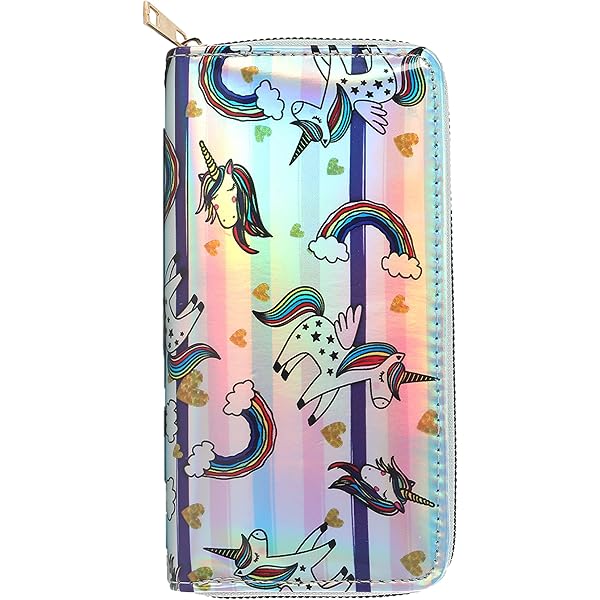 Amazon.com: Pinsway Rainbow Fur Wallet Tie Dye Plush Zipper Long